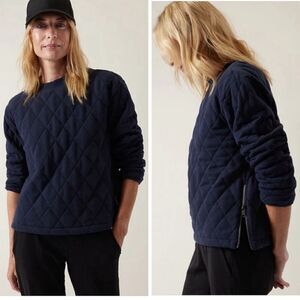 Athlete Retroplush Quilted Crewneck Sweatshirt Navy Blue- Size Small